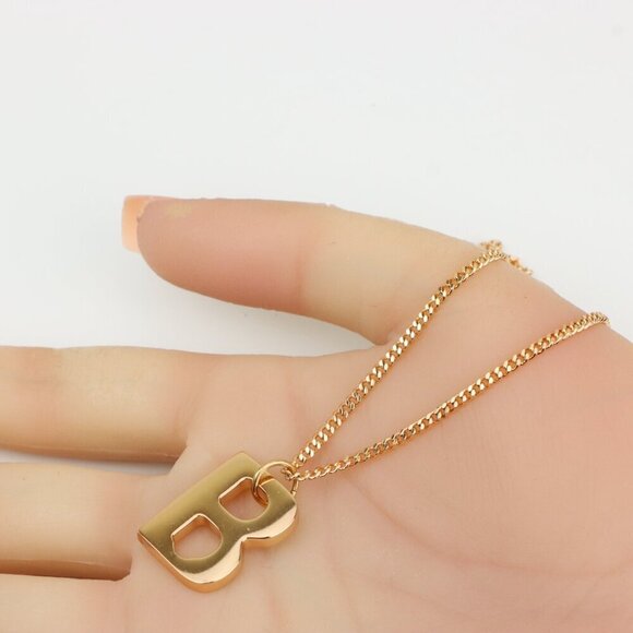 Rose Gold Plated Initial ""B"" Pendant Necklace, XPNL0310 - Picture 5 of 14